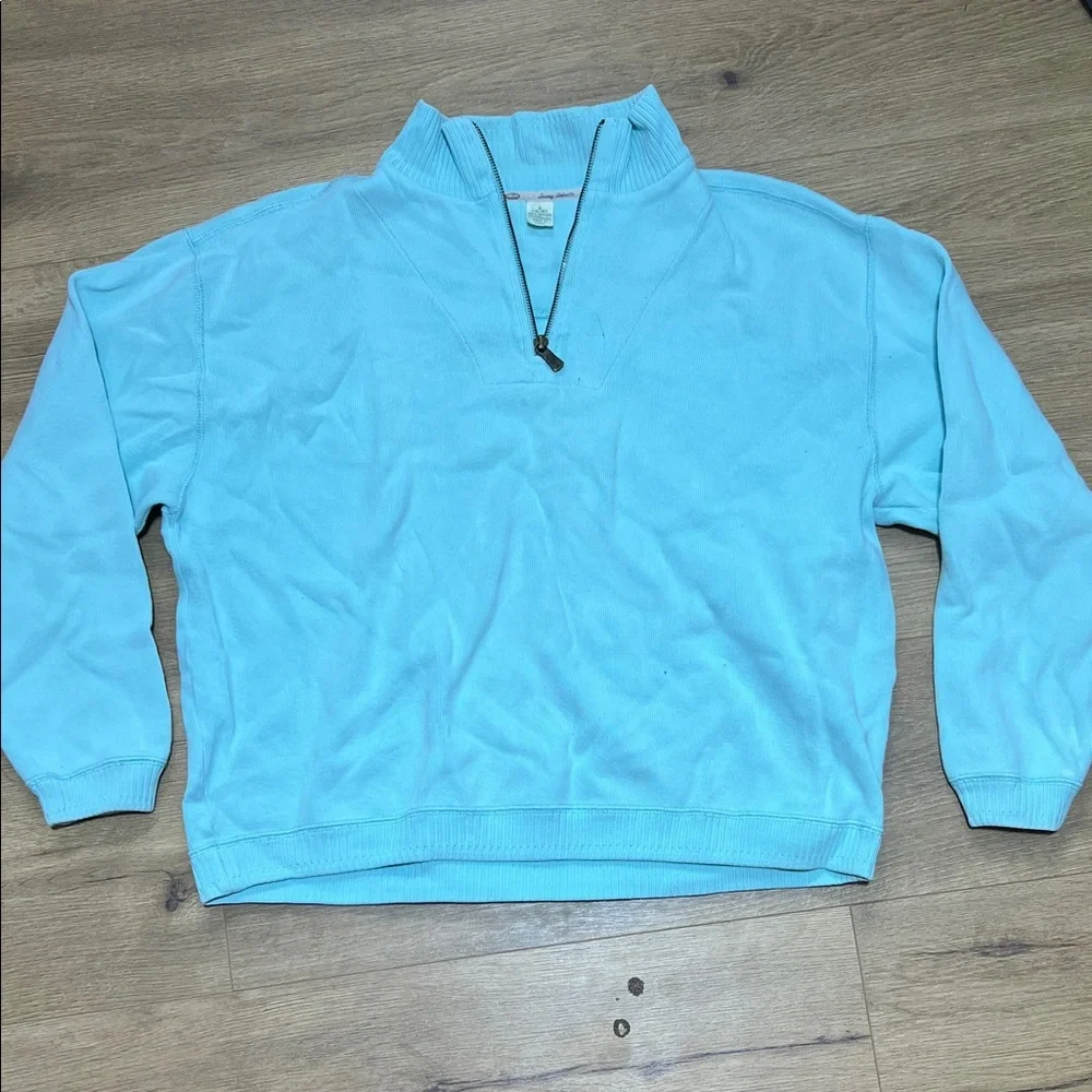 Tommy Bahama Light Blue Quarter Zip Cowl Neck Sweater - Picture 1 of 5